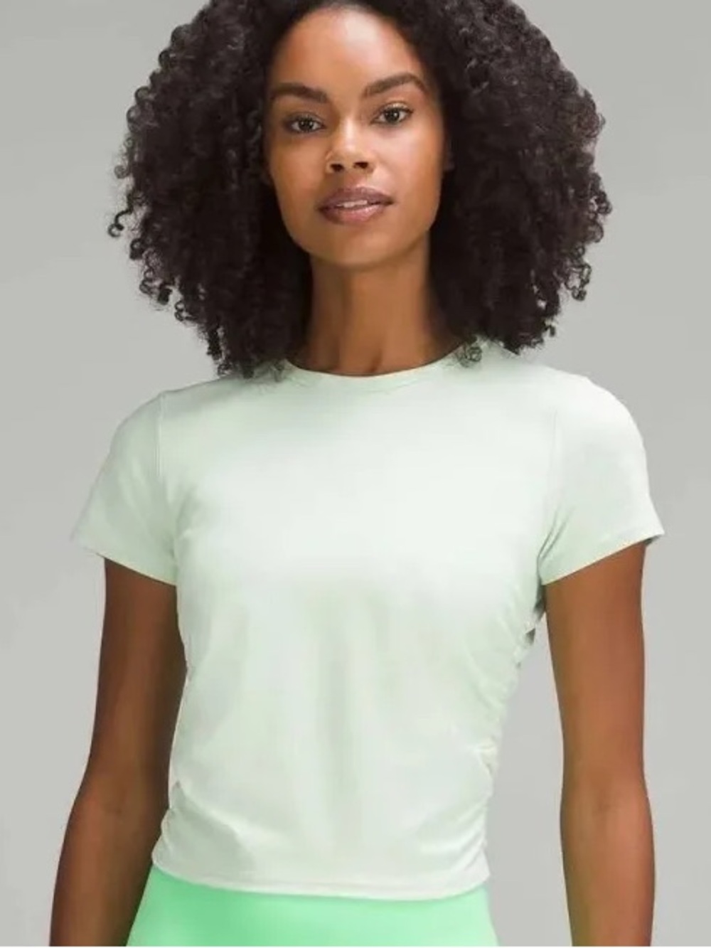 Lululemon All It Takes Nulu Short Sleeve Ruched Sides Estimated 8/10 Light Green